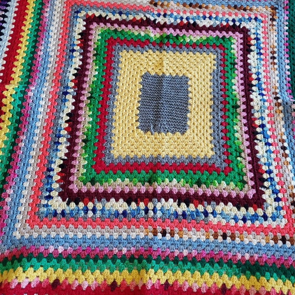 Granny Square Geometric Squares Crochet Blanket Afghan 50 x 50 inches Colorful - Picture 6 of 14
